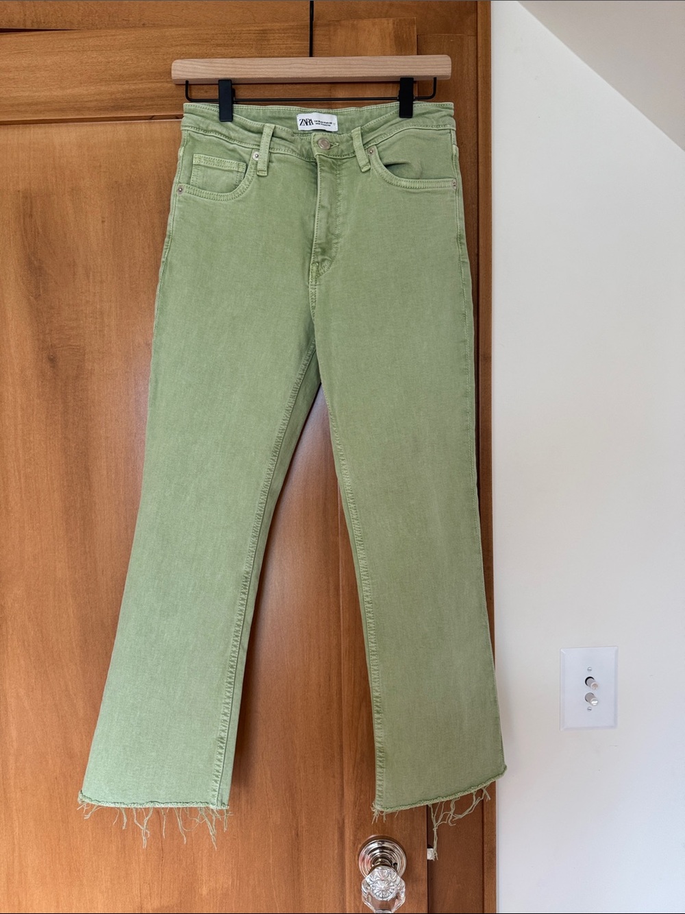 Zara Light Green Wide-Leg Jeans